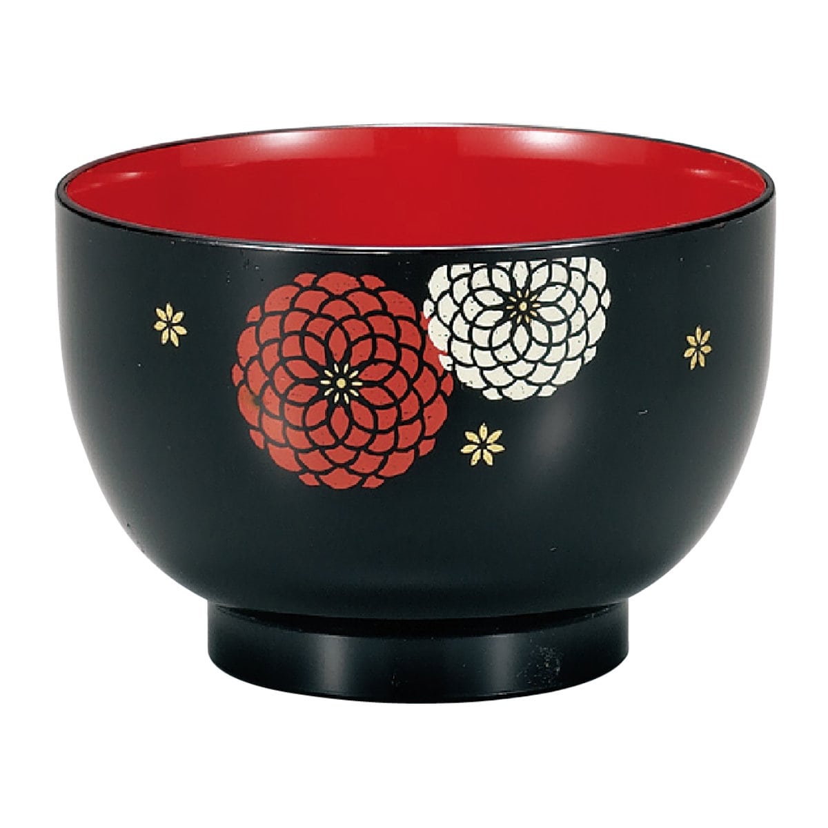 汁椀 400ml 百華 HAKOYA プラスチック （ 食洗機対応 電子レンジ対応 お椀 椀 日本製 国産 花柄 和食器 プラスチック製 割れにくい 軽い 子供 お年寄り 味噌汁 お吸い物 スープ ミニ丼 おしゃれ ） 【黒】