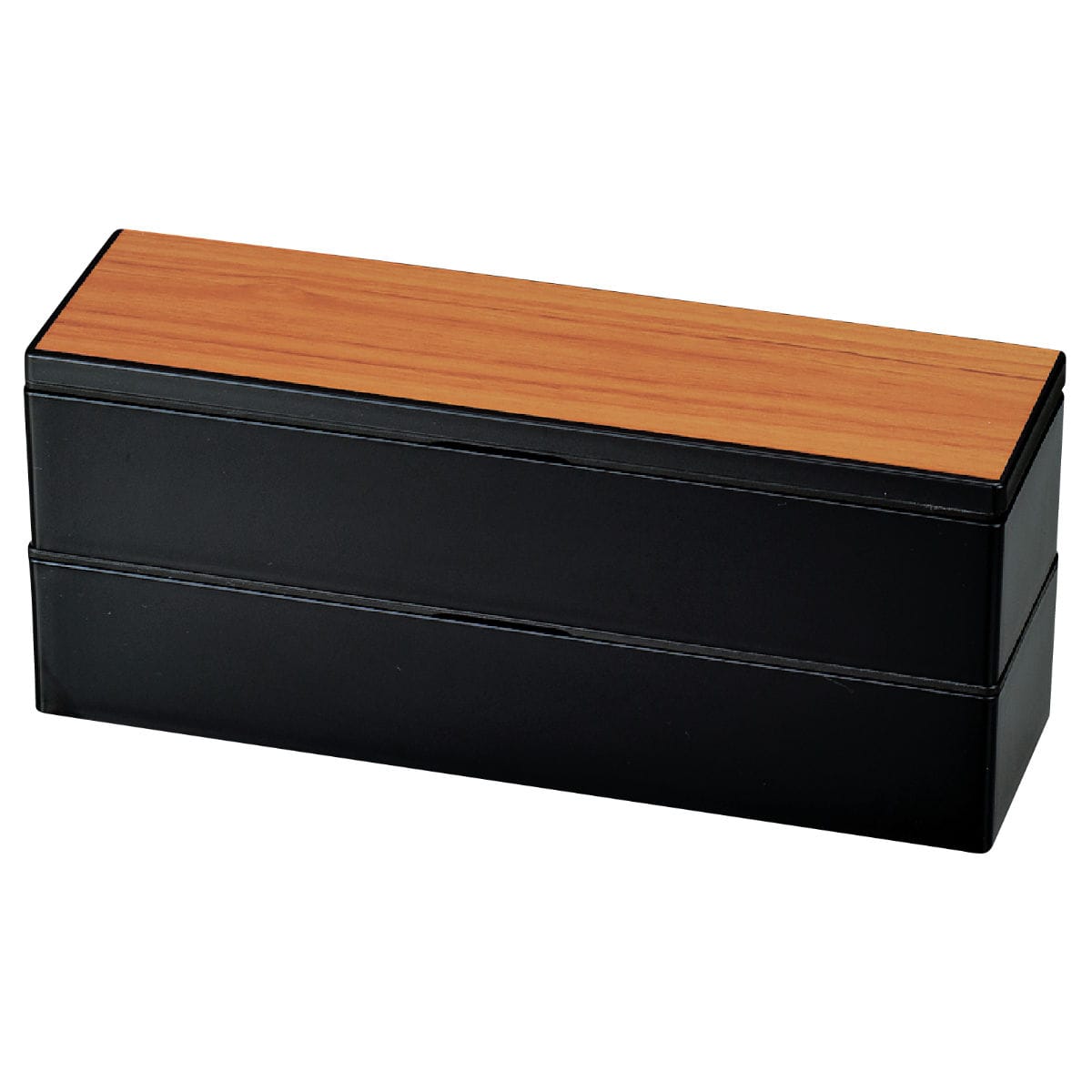 お弁当箱 スリム二段弁当840 2段 840ml （ 弁当箱 ランチボックス レンジ対応 食洗機対応 二段 大人 日本製 レンジOK 食洗機OK 弁当 お弁当 仕切り付き ランチバンド付き 大容量 木目 ） 【チェリー】