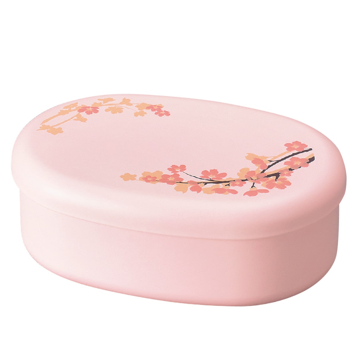 お弁当箱 小判一段弁当 SAKURA 1段480ml （ 弁当箱 ランチボックス レンジ対応 食洗機対応 一段 小判型 女子 レンジOK 食洗機OK 弁当 お弁当 中子付き ランチバンド付き 日本製 女性 ） 【ピンク】