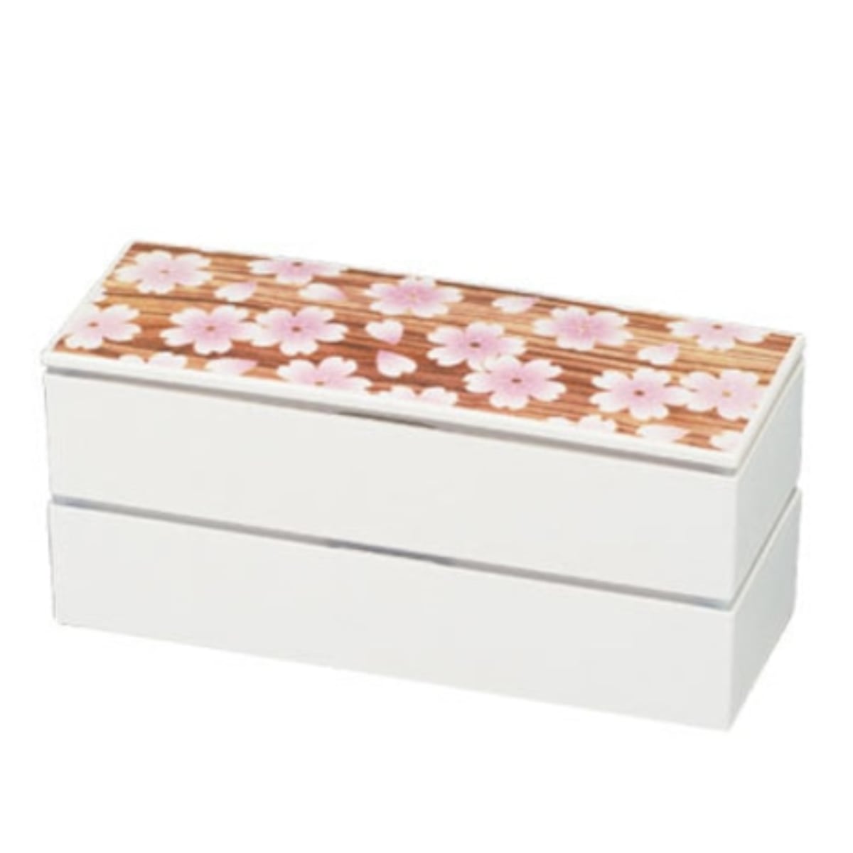 お弁当箱 スリムスクエア二段弁当 2段 560ml 桜木目ピンク （ 弁当箱 ランチボックス 二段 レンジ対応 食洗機対応 日本製 レンジOK 食洗機OK お弁当 弁当 ランチバンド付き 和風 大人 ）