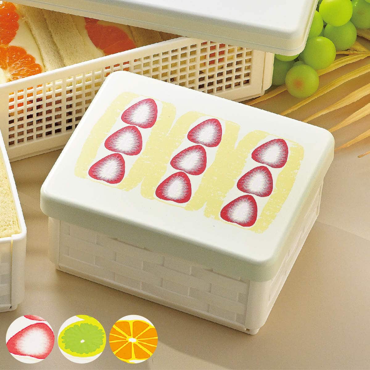 サンドイッチケース サンドバスケット 折りたたみ （ サンドウィッチケース お弁当箱 弁当箱 ランチボックス 1段 日本製 一段 折り畳み サンドイッチ用 コンパクト 遠足 かわいい ） 【ミカン】