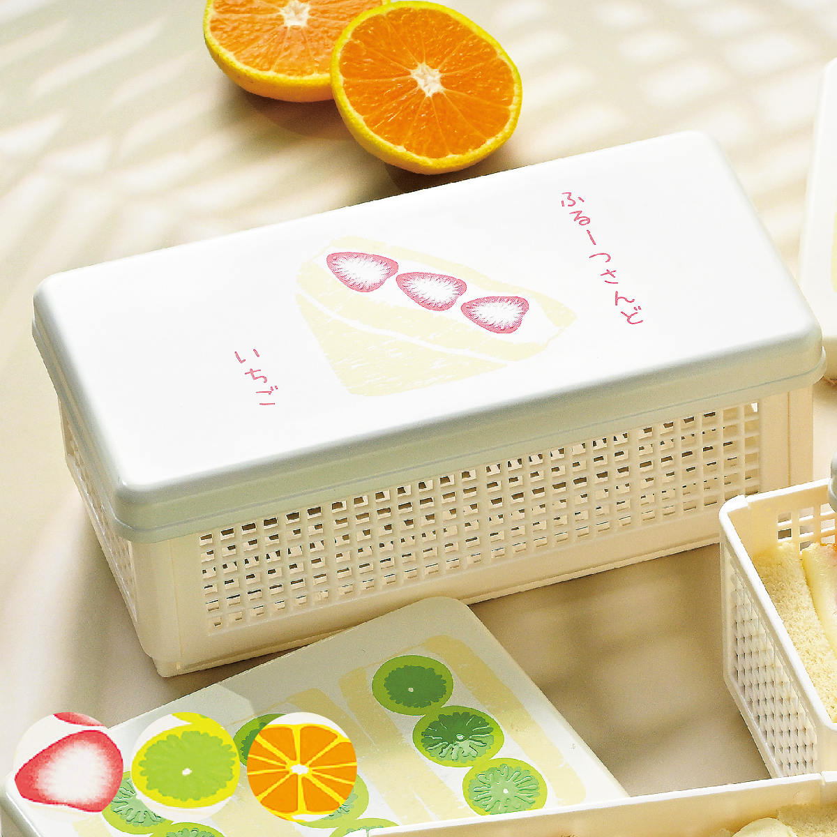 サンドイッチケース 折りたたみ （ サンドウィッチケース お弁当箱 弁当箱 ランチボックス 1段 日本製 一段 折り畳み サンドイッチ用 コンパクト 遠足 かわいい ） 【ミカン】