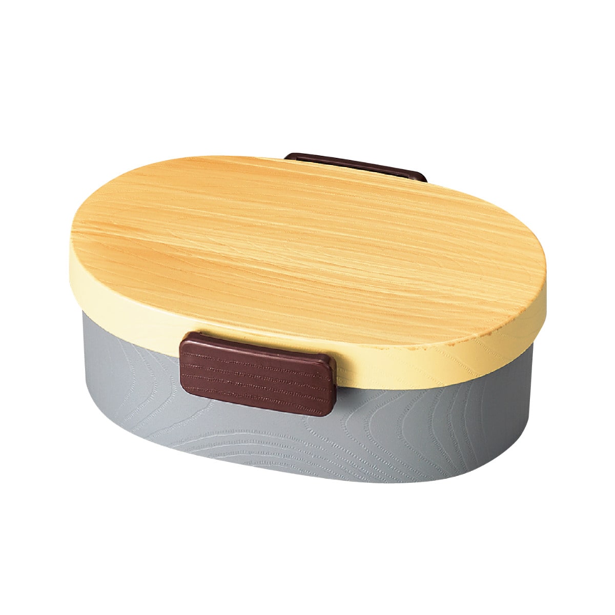 弁当箱 1段 480ml 木目小判弁当 小 タイト式 ツートーン （ お弁当箱 ランチボックス 一段 レンジ対応 食洗機対応 日本製 レンジOK 食洗機OK お弁当 弁当 小判型 仕切り付き 大人 ） 【ヒノキグレー】