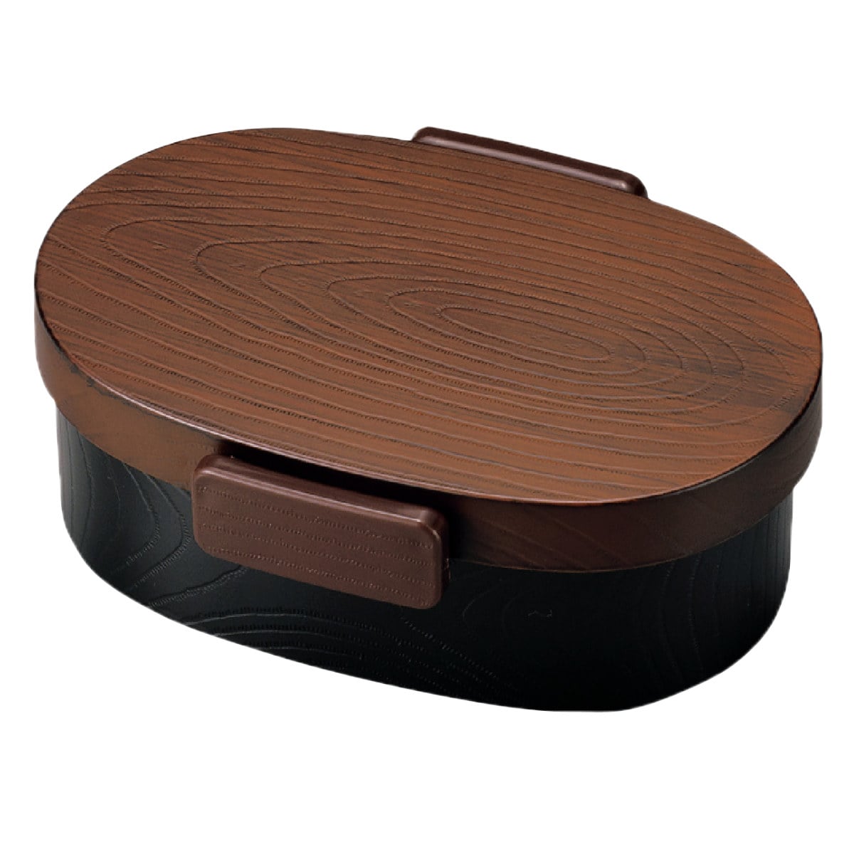 木目小判弁当 小 タイト式 1段 480ml （ 弁当箱 お弁当箱 ランチボックス 一段 レンジ対応 食洗機対応 日本製 レンジOK 食洗機OK お弁当 弁当 小判型 仕切り付き 大人 ） 【栃木目】