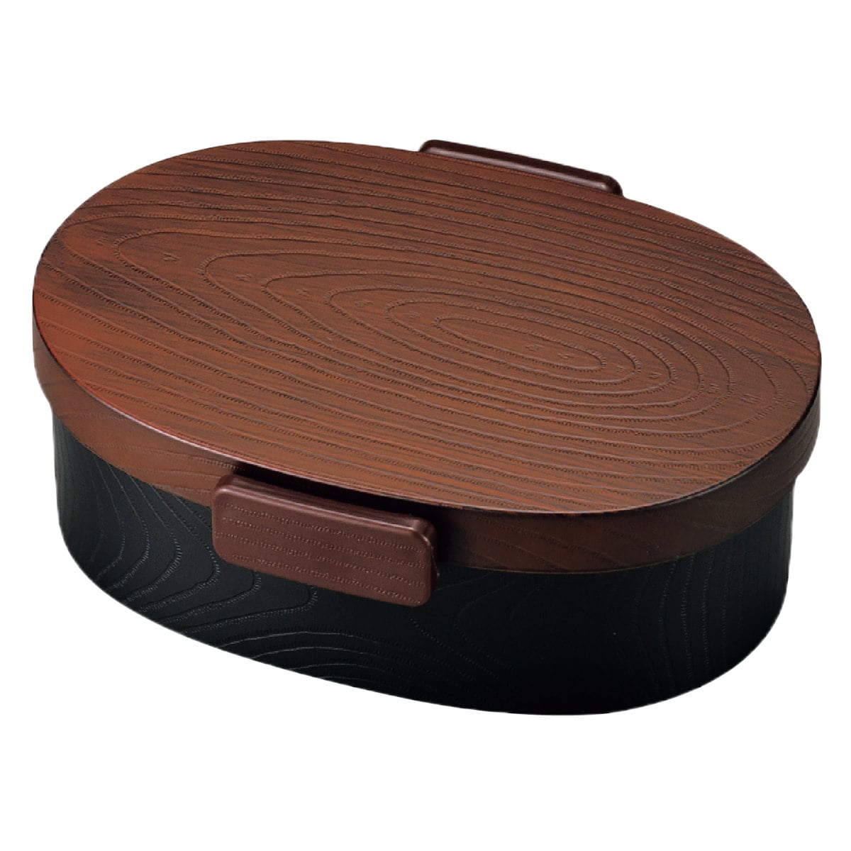 木目小判弁当 大 タイト式 1段 800ml （ 弁当箱 お弁当箱 ランチボックス 一段 レンジ対応 食洗機対応 日本製 レンジOK 食洗機OK お弁当 弁当 小判型 仕切り付き 大人 大容量 ）