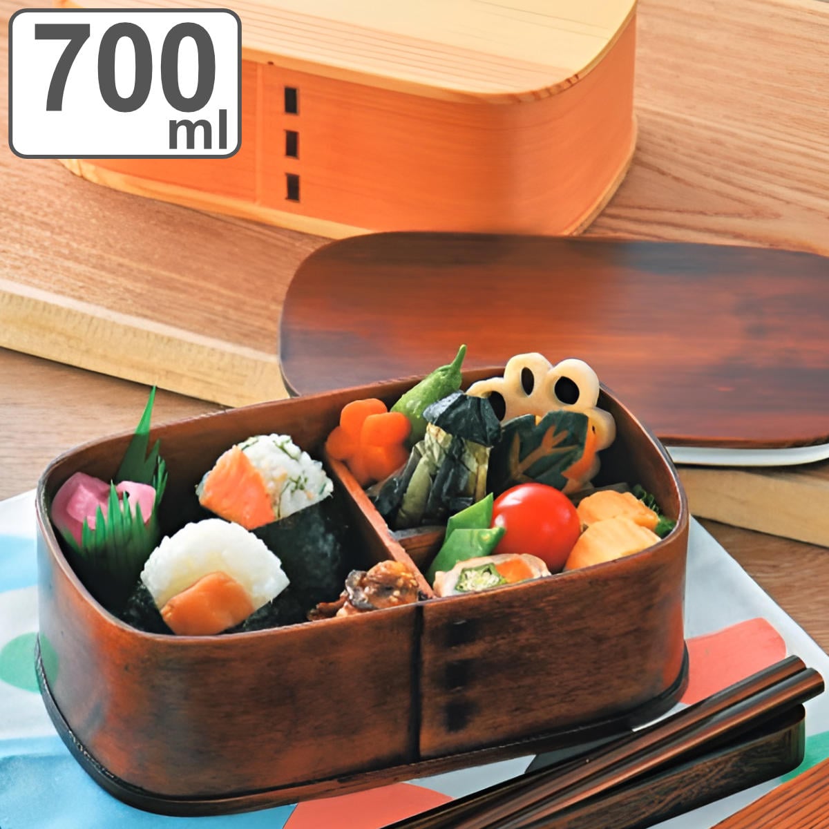 お弁当箱 パッキン付木製わっぱ一段弁当 1段 700ml （ 弁当箱 ランチボックス わっぱ弁当箱 一段 大人 お弁当 弁当 ランチバンド付き 仕切り付き 天然木 和風 ） 【ナチュラル】