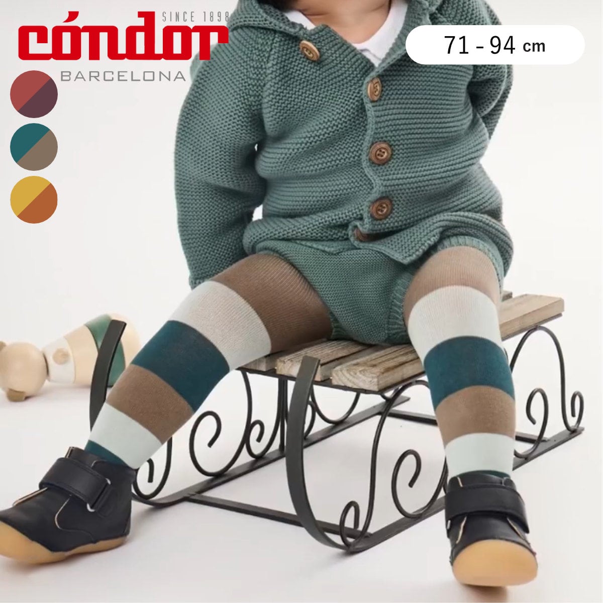 タイツ condor 子供 71～94cm カラー ワイド ストライプタイツ （ コンドル カラータイツ ベビータイツ 子供用タイツ ベビー キッズ ボーダー 丈夫 子ども用タイツ おしゃれ 出産祝い ） 【ブルデオス 0】