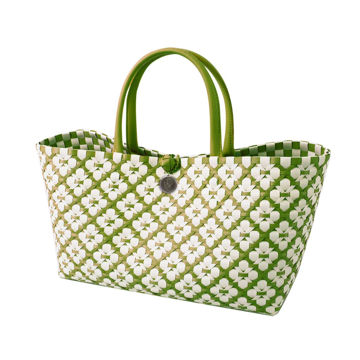 かごバッグ Handed By MOTIF M 手編み （ バッグ レディース ハンドバッグ カゴバッグ ハンドメイド リサイクル素材 エコ バック 編み込み カバン ハンデッドバイ 手編みバッグ かばん 鞄 おしゃれ ショッピング 花柄 ） 【olive】