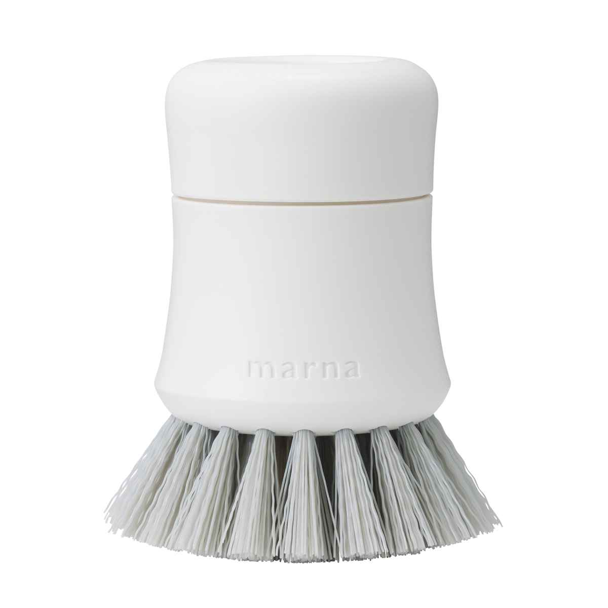 マーナ キッチンブラシ ふつう （ MARNA 抗菌 キッチン ブラシ たわし タワシ 束子 クリーナー キッチン用ブラシ 洗浄ブラシ 台所ブラシ 洗い物 鍋 フライパン ザル ワンプッシュ 抗菌加工 ） 【ホワイト】