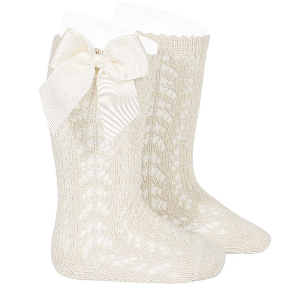 靴下 condor 子供 4歳～9歳 グログラン リボン付き パール オープンワーク ニーソックス （ コンドル 子ども用靴下 キッズ ソックス くつ下 くつした Perle openwork knee socks with grosgrain bow ハイソックス ） 【リノ 8】