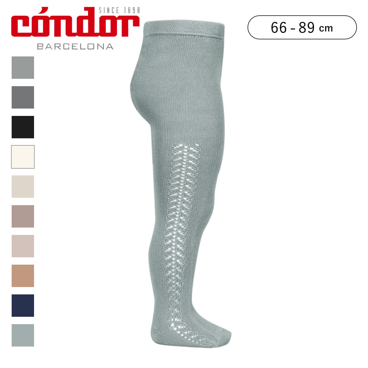 タイツ condor 子供 66～89cm サイド オープンワークタイツ カラー1 （ コンドル カラータイツ 子供用タイツ ベビー キッズ ベビータイツ キッズタイツ 丈夫 無地 厚手 スペイン製 手触り 肌触り 滑らか おしゃれ 出産祝い ） 【アルミノ 0】