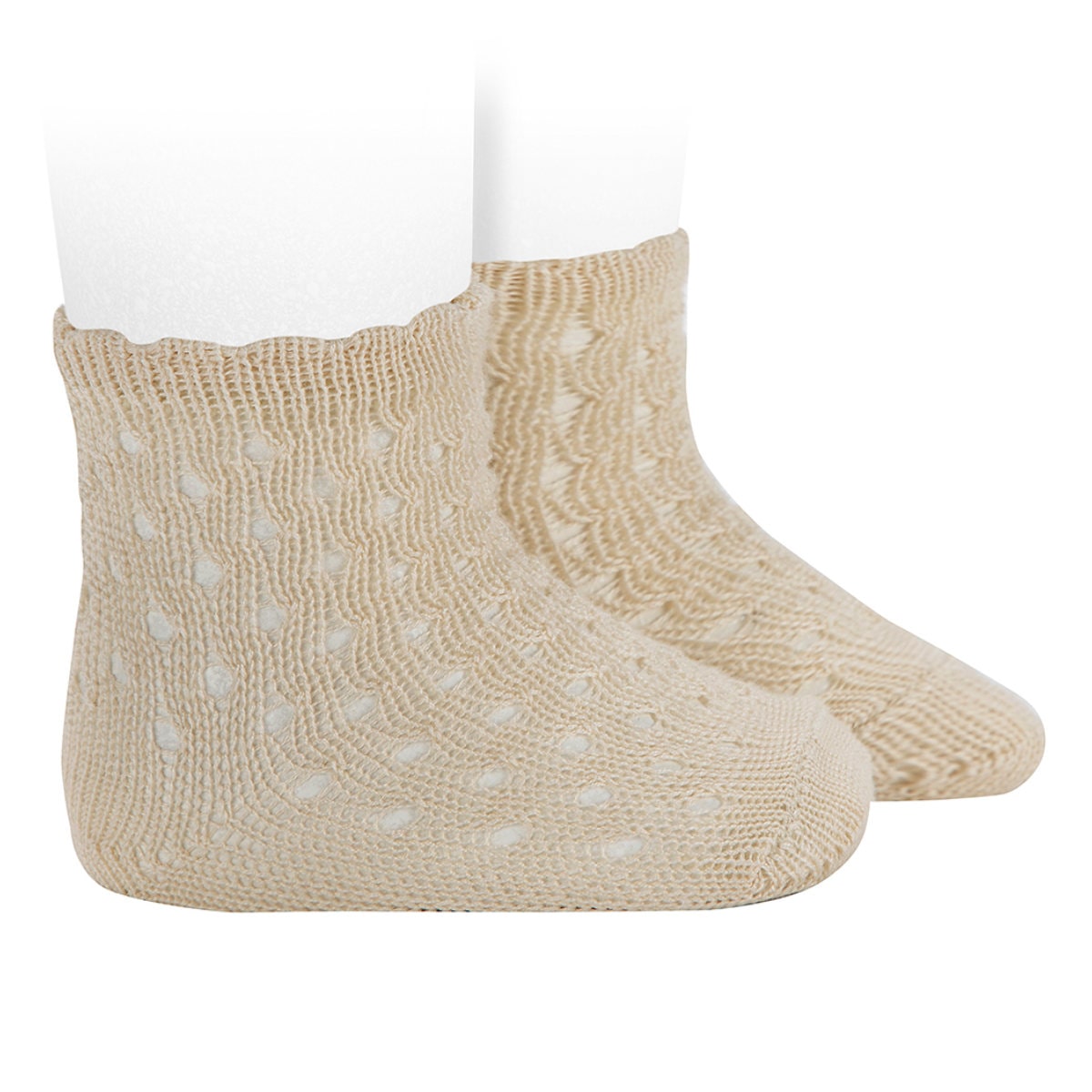 靴下 condor 子供 13.5～16cm ファンシーカフ付き オープンワーク エクストラファイン パール ショートソックス （ コンドル ソックス 子ども用靴下 Openwork extrafine perle short socks with fancy cuff ） 【リノ】