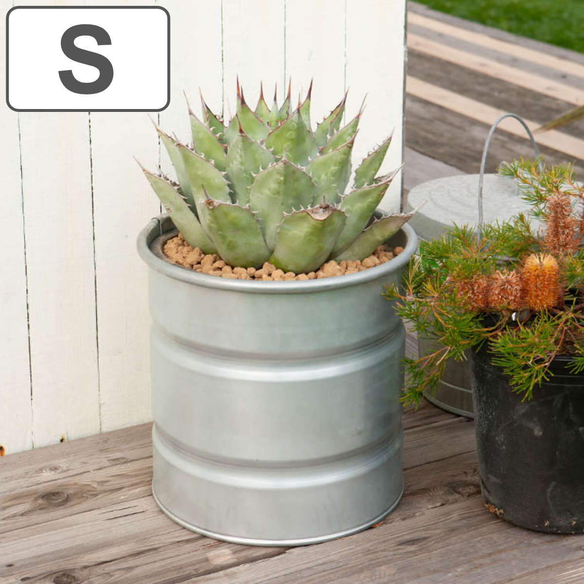 ダルトン 鉢 ガルバナイズド タンク S （ DULTON 鉢カバー ポットカバー 植木鉢カバー 植木鉢 プランター カバー プランターバスケット 円形 筒型 ドラム缶 10号鉢 大型植物 観葉植物 大型 鉢植え 花 収納 小物入れ おしゃれ ）