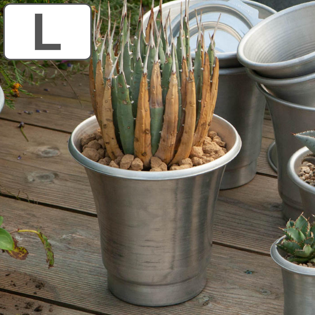 ダルトン ポット＆ソーサー L アルミニウム （ DULTON ポット 植木鉢 プランター アルミポット 鉢 プラントポット 鉢ポット アルミ ソーサー付き ソーサー 観葉植物 ）