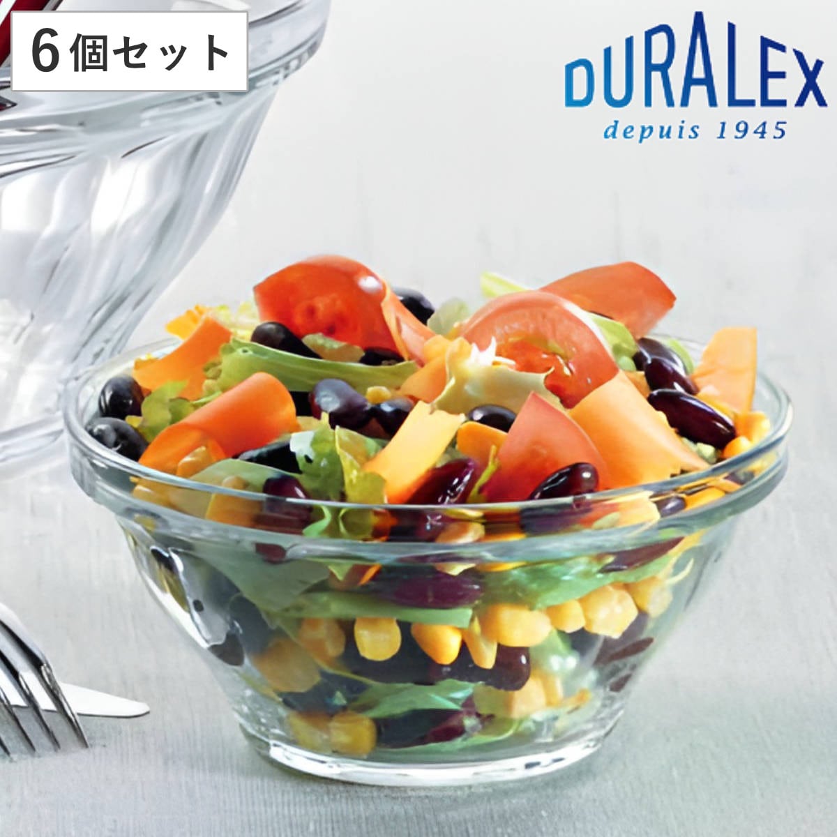 DURALEX デュラレックス ピカルディ ボウル 15cm 6個セット （ PICARDIE 食洗機対応 電子レンジ対応 強化ガラス サラダボウル 食器 ガラス ガラス製 サラダ シリアル デザート スイーツ 丈夫 シンプル 洋食器 おしゃれ ）