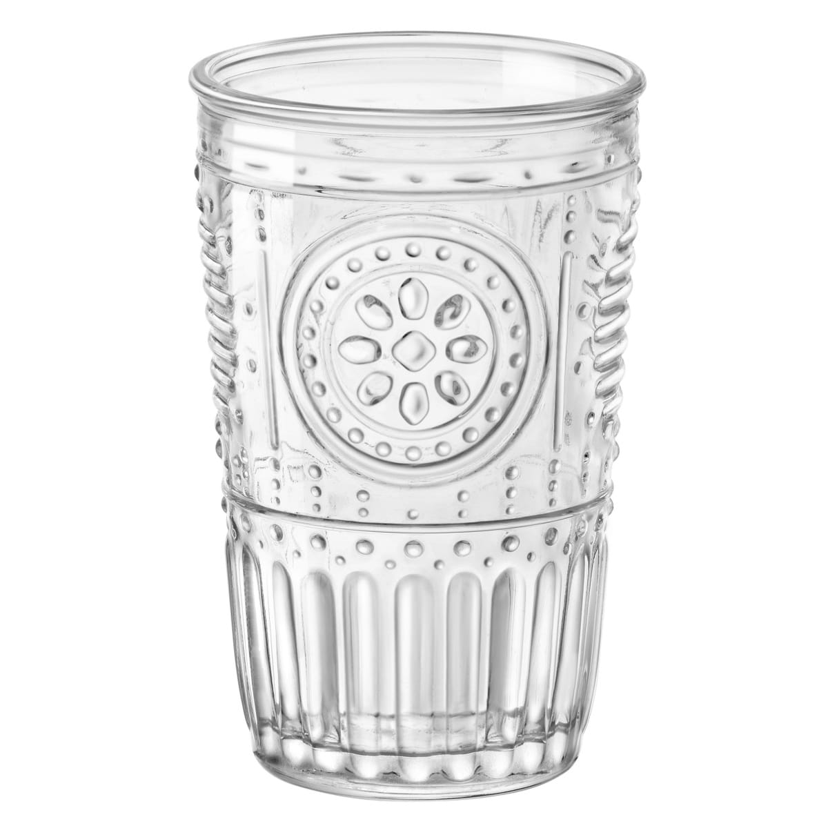 ボルミオリ・ロッコ タンブラー 325ml ROMANTIC ロマンティック ガラス 6個セット （ グラス コップ ガラスコップ ガラス製 レリーフ 華やか アンティーク風 お酒 ジュース お茶 高級感 おしゃれ ）