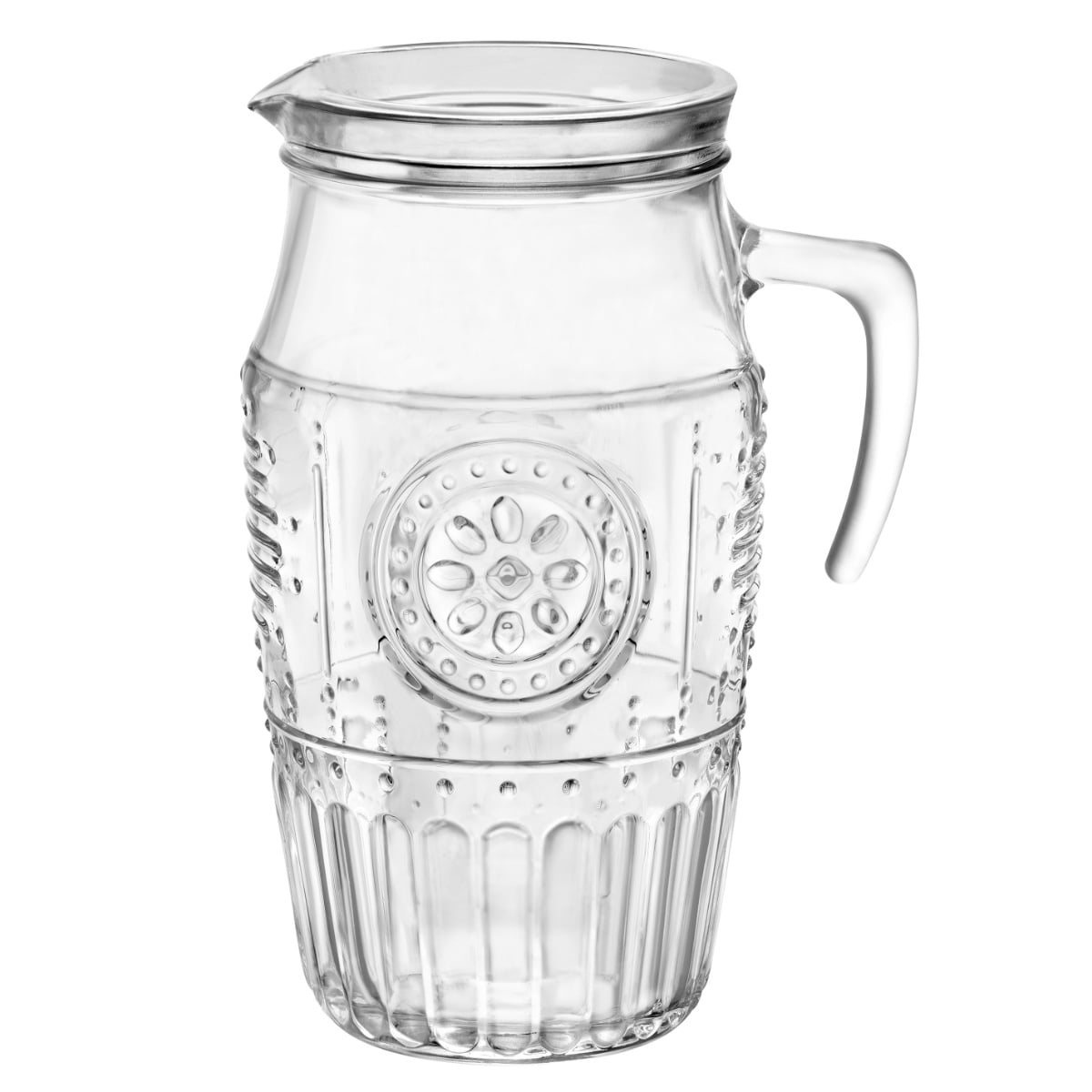 ボルミオリ・ロッコ ピッチャー 1.8L ROMANTIC ロマンティック ガラス （ 水差し デカンタ カラフェ デキャンタ レリーフ アンティーク風 ジュース入れ アイスコーヒー フレーバーウォーター おしゃれ 高級感 ）