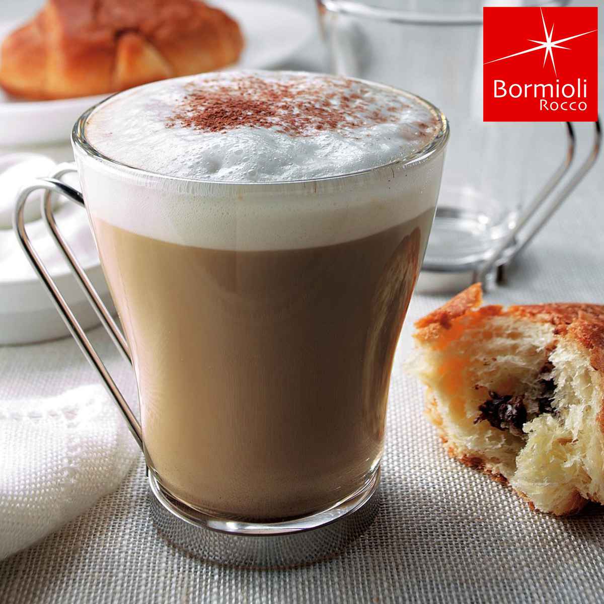 ボルミオリ・ロッコ コーヒーカップ カプチーノ 220ml OSLO オスロ 強化ガラス （ カプチーノカップ マグカップ カップ コップ コーヒー 珈琲 ホット アイス 丈夫 取っ手 取り外し おしゃれ ）