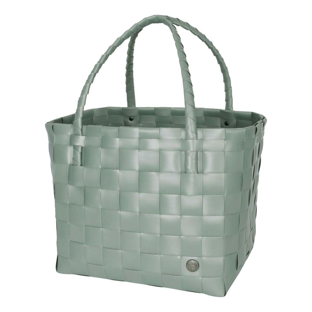 トートバッグ Handed By Paris （ ハンデッドバイ カゴバッグ ハンドバッグ レディース バスケット ハンドメイド カゴ かご 編み込み マチあり 長方形 小物入れ 小物収納 リサイクル素材 おしゃれ ） 【sagegreen】