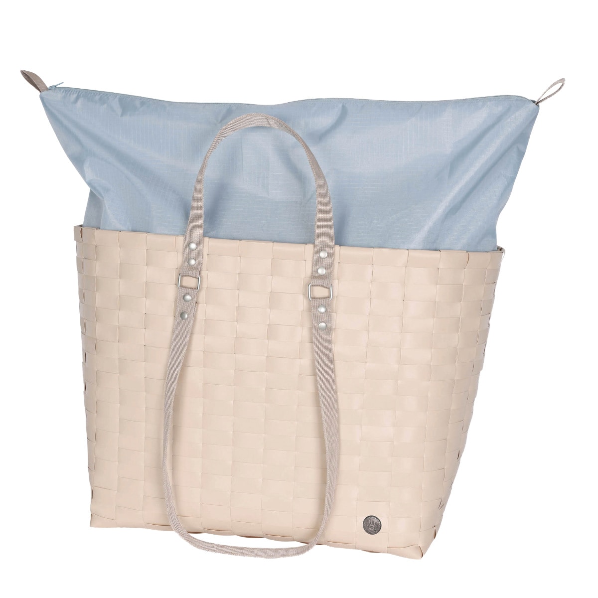 バッグ Handed By GO! Sport 大き目 手編み （ カゴバッグ トートバッグ ハンドバッグ かばん 鞄 バスケット ハンドメイド リサイクル素材 ハンデッドバイ ダブルハンドル 持ち手 2way カゴ かご 編み込み マチあり 長方形 エコ ） 【saharasand】