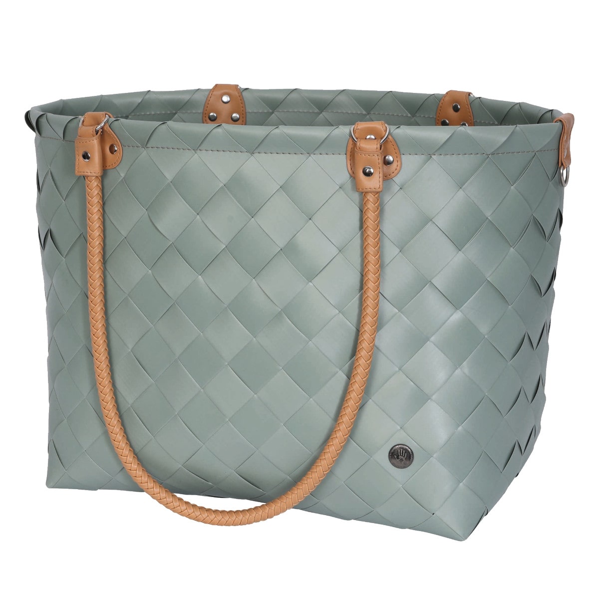 バッグ Handed By Saint Maxime 大き目 ハンドメイド 収納 （ カゴバッグ トートバッグ ハンドバッグ かばん 鞄 バスケット リサイクル素材 ハンデッドバイ 持ち手 カゴ かご 編み込み マチあり 柄 ストライプ 長方形 エコ ） 【sagegreen】