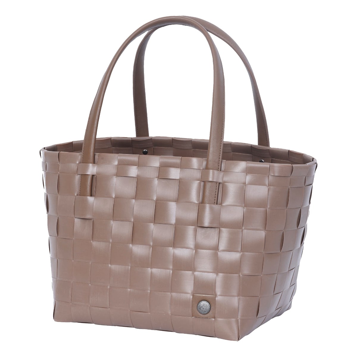 バッグ Handed By Color Match 買い物バッグ 手編み （ カゴバッグ ハンドバッグ かばん 鞄 バスケット ハンドメイド リサイクル素材 ハンデッドバイ カゴ かご 編み込み マチあり 長方形 小物入れ 小物収納 エコ 再生プラスチック ） 【hazelbrown】