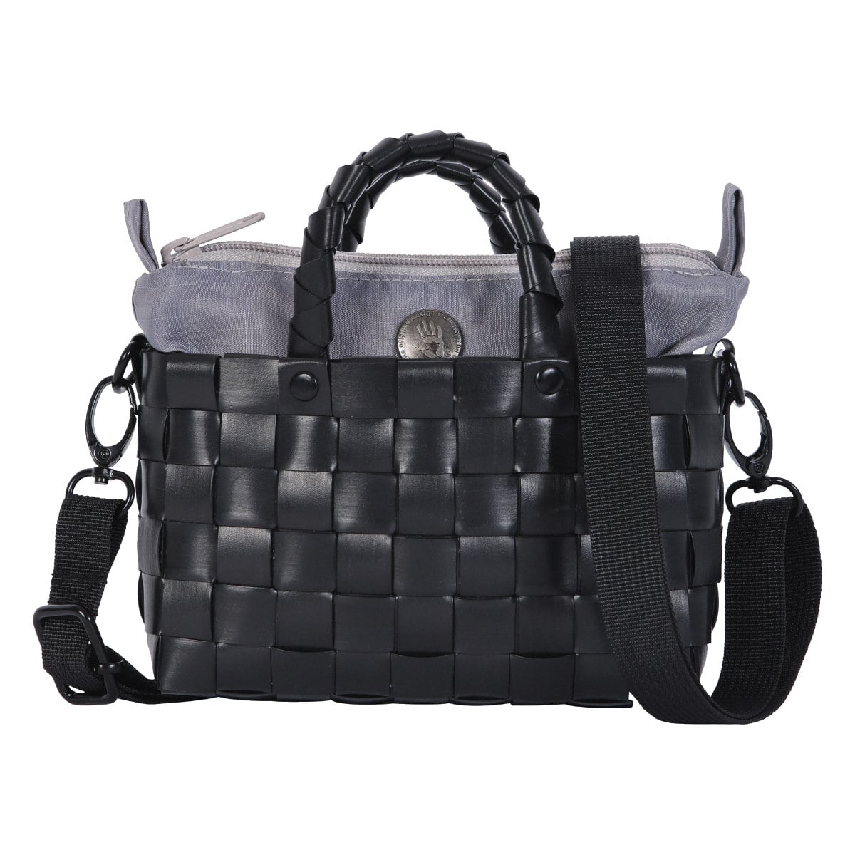 ショルダーバッグ Handed By Pepper 手編み 小さめ （ バッグ ミニショルダー かばん 鞄 サコッシュ レディース 軽量 リサイクル素材 ハンデッドバイ ハンドメイド ポシェット ポーチ カゴ かご 編み込み 斜め掛け コンパクト エコ ） 【BLACK】