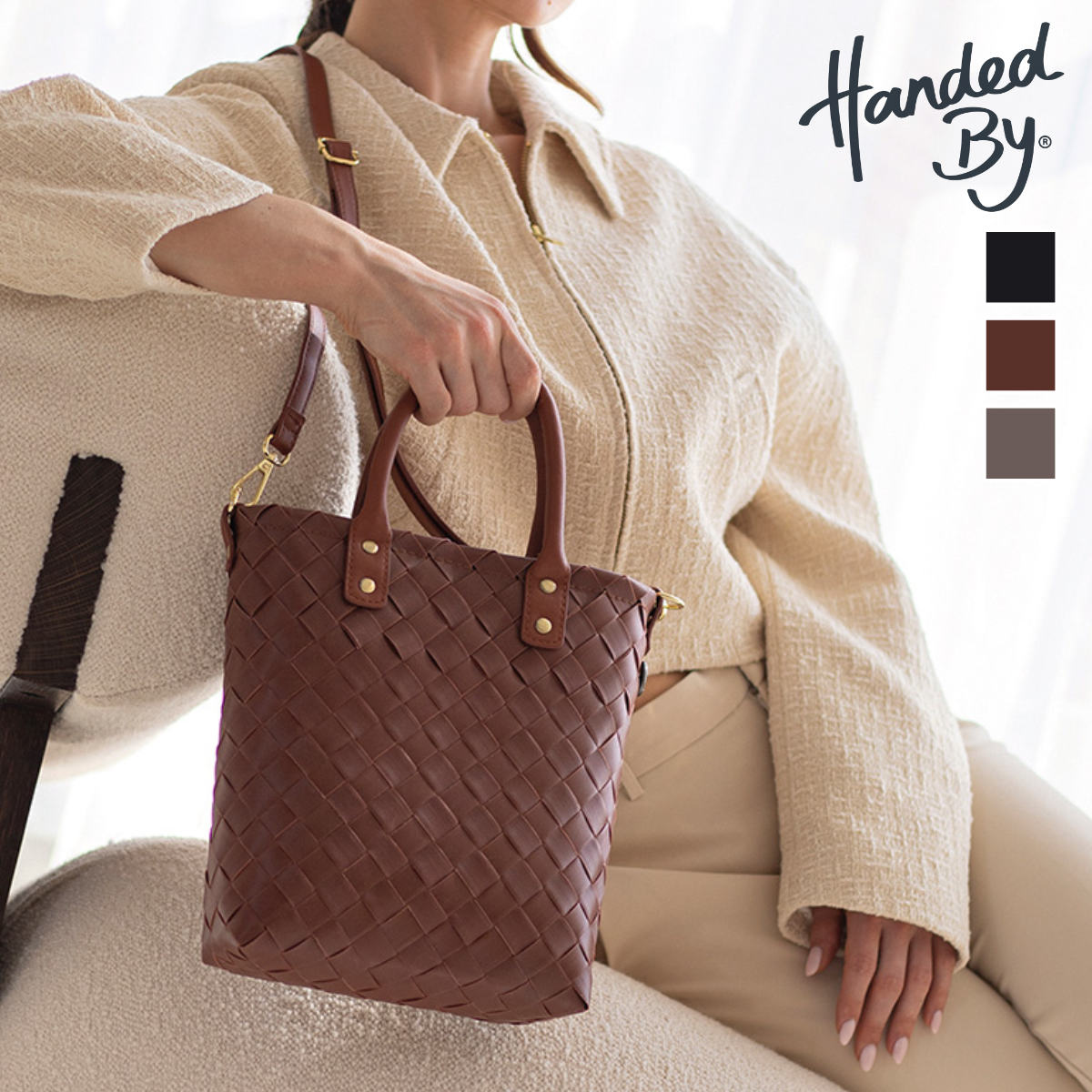 ショルダーバッグ Handed By LITTLE GRACE 手編み フェアトレード （ バッグ ミニショルダー かばん 鞄 サコッシュ レディース 軽量 リサイクル素材 ハンデッドバイ ハンドメイド ポーチ カゴ かご 編み込み コンパクト エコ ） 【autumnbrown】