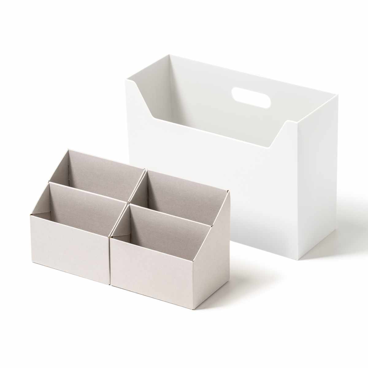 収納ボックス 持ち運びが出来る収納ボックス インナーM2個セット （ 収納ケース ファイルボックス 収納 仕切り ボックス デスク周り 小物収納 日本製 ファイルスタンド インナーケース 小分け 整理 文房具 持ち運び おしゃれ ） 【オールホワイト】