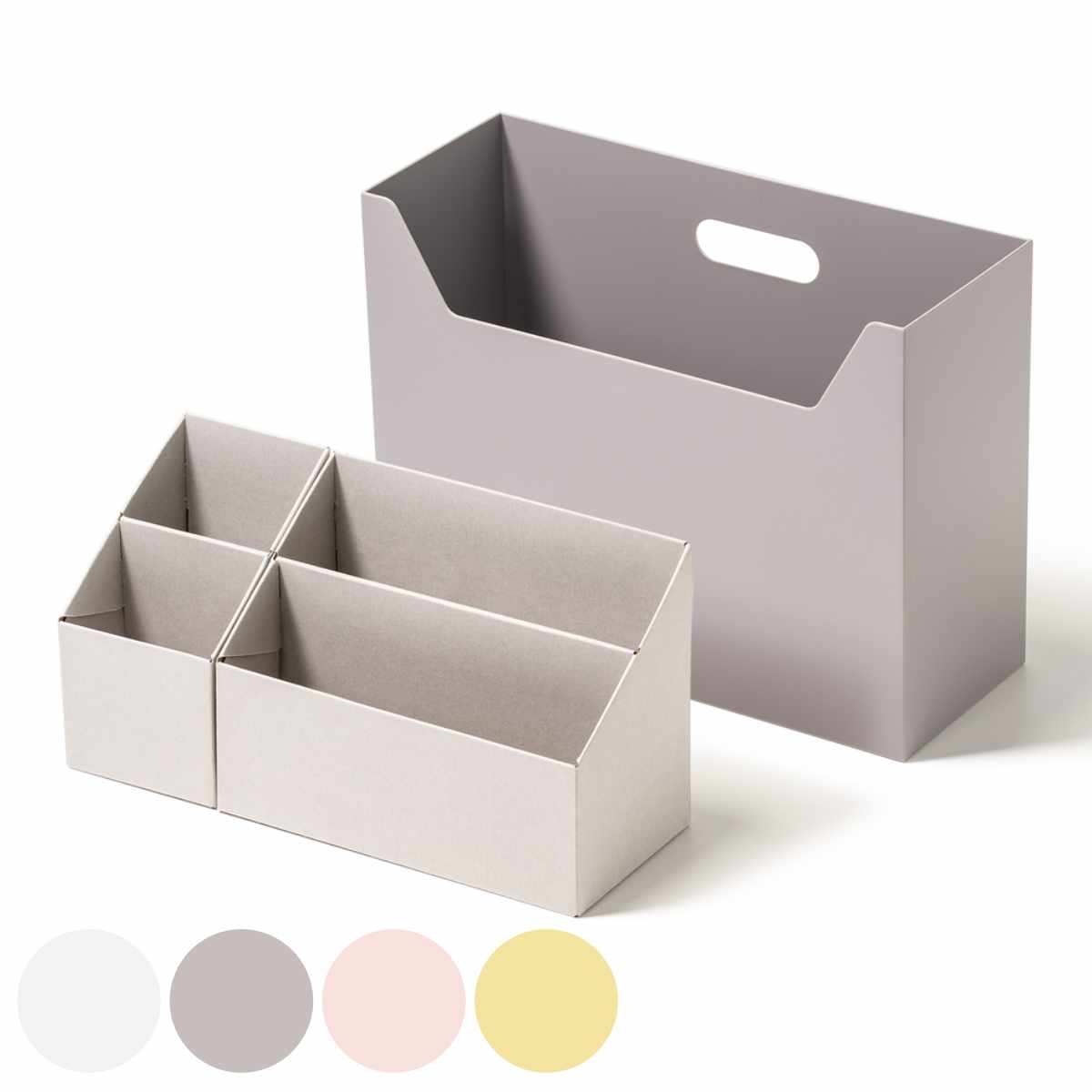 収納ボックス 持ち運びが出来る収納ボックス インナーS・L2個セット （ 収納ケース ファイルボックス 収納 仕切り ボックス デスク周り 小物収納 日本製 ファイルスタンド インナーケース 小分け 整理 文房具 持ち運び おしゃれ ） 【オールホワイト】