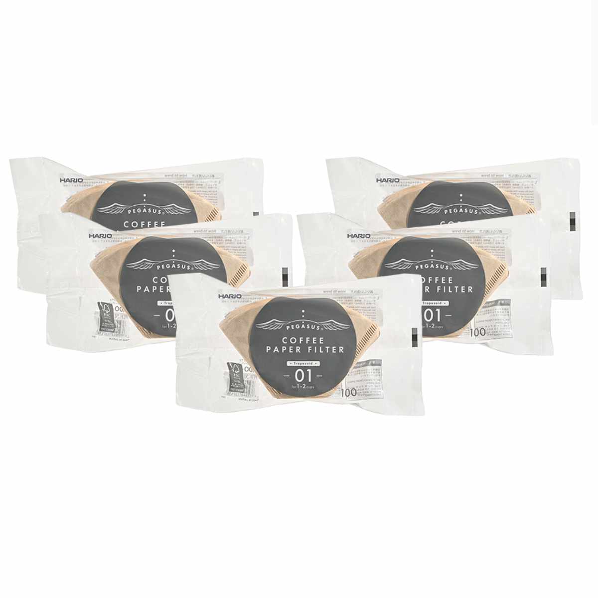 ハリオ コーヒーフィルター 100枚入り×5セット 1～2杯用 ペガサス 紙 （ HARIO ペーパーフィルター 珈琲フィルター 紙フィルター ろ紙 濾紙 ロシ コーヒー 珈琲 ドリップコーヒー ）