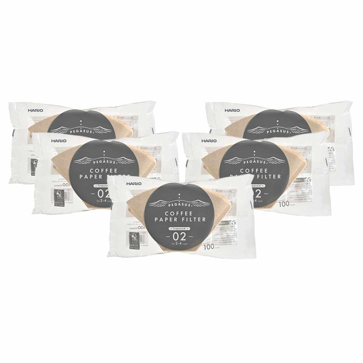 ハリオ コーヒーフィルター 100枚入り×5セット 2～4杯用 ペガサス 紙 （ HARIO ペーパーフィルター 珈琲フィルター 紙フィルター ろ紙 濾紙 ロシ コーヒー 珈琲 ドリップコーヒー ）