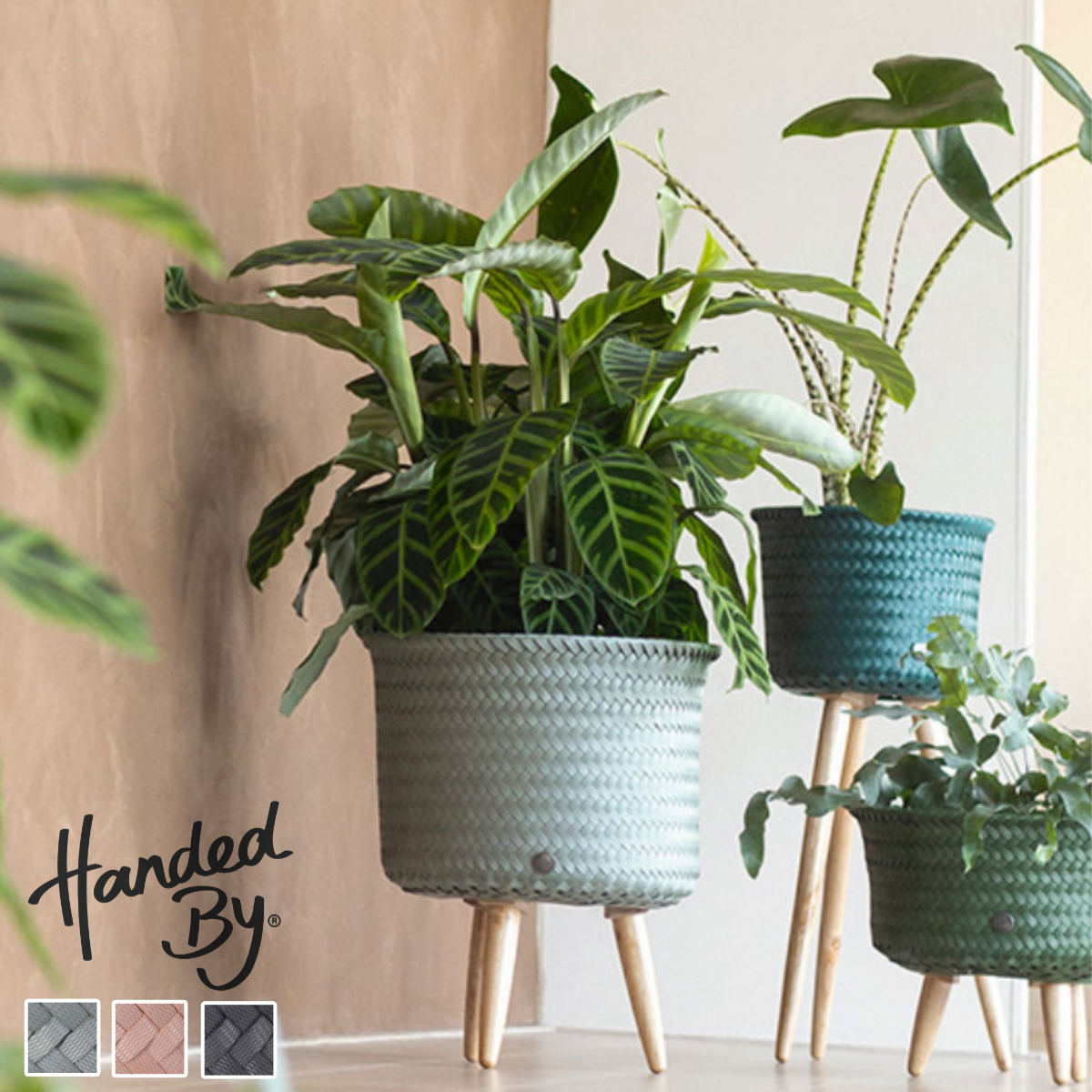 プランター カバー HandedBy UP MID （ プランターカバー 鉢カバー かご バスケット 植木鉢カバー 植木鉢入れ 脚付き ハンデッドバイ ハンドメイド ポットカバー 花台 植物 花 観葉花台 小物入れ インテリア エコ ） 【copperblush】