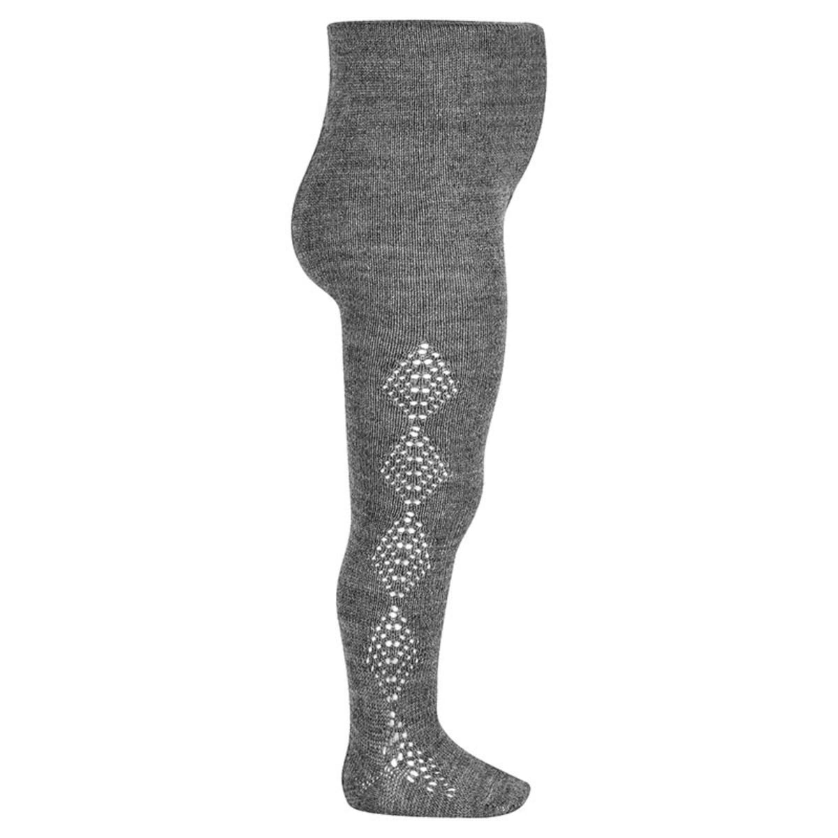 タイツ condor 子供 3歳～4歳 メリノ ウールブレンドタイツ サイド ダイアモンド オープンワーク （ コンドル ベビータイツ 子供用タイツ カラータイツ Merino wool-blend tights with side diamond openwork キッズ ） 【グリスクラーロ】