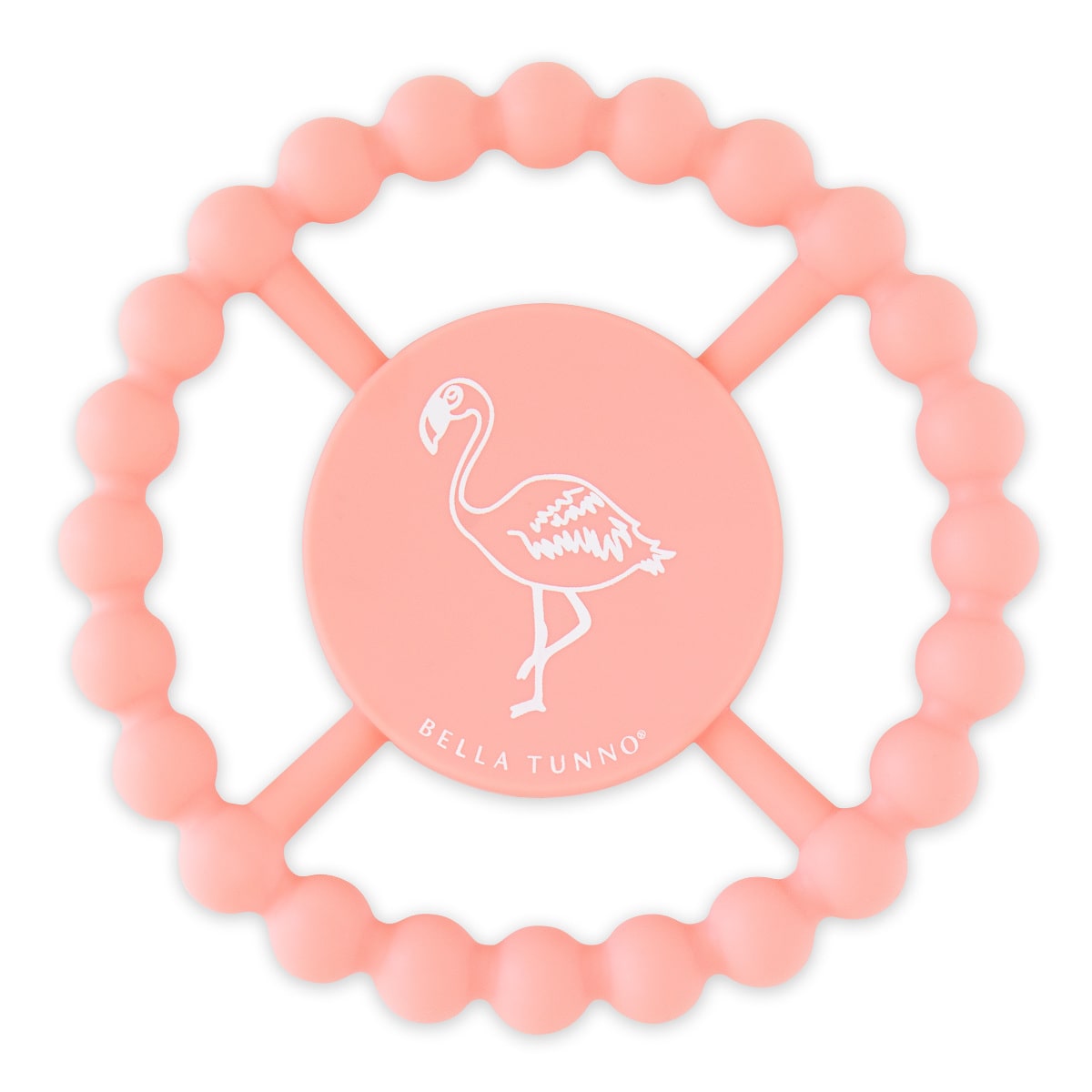 歯固め BellaTunno HappyTeether ベビートイ （ ベラトゥーノ ハッピーティーザー 歯がため はがため シリコン 赤ちゃん ベビー おもちゃ 握りやすい 食洗機対応 安心 安全 かわいい ギフト 出産祝い 耐冷仕様 冷やせる 丸 かみかみ ） 【Flamingo】