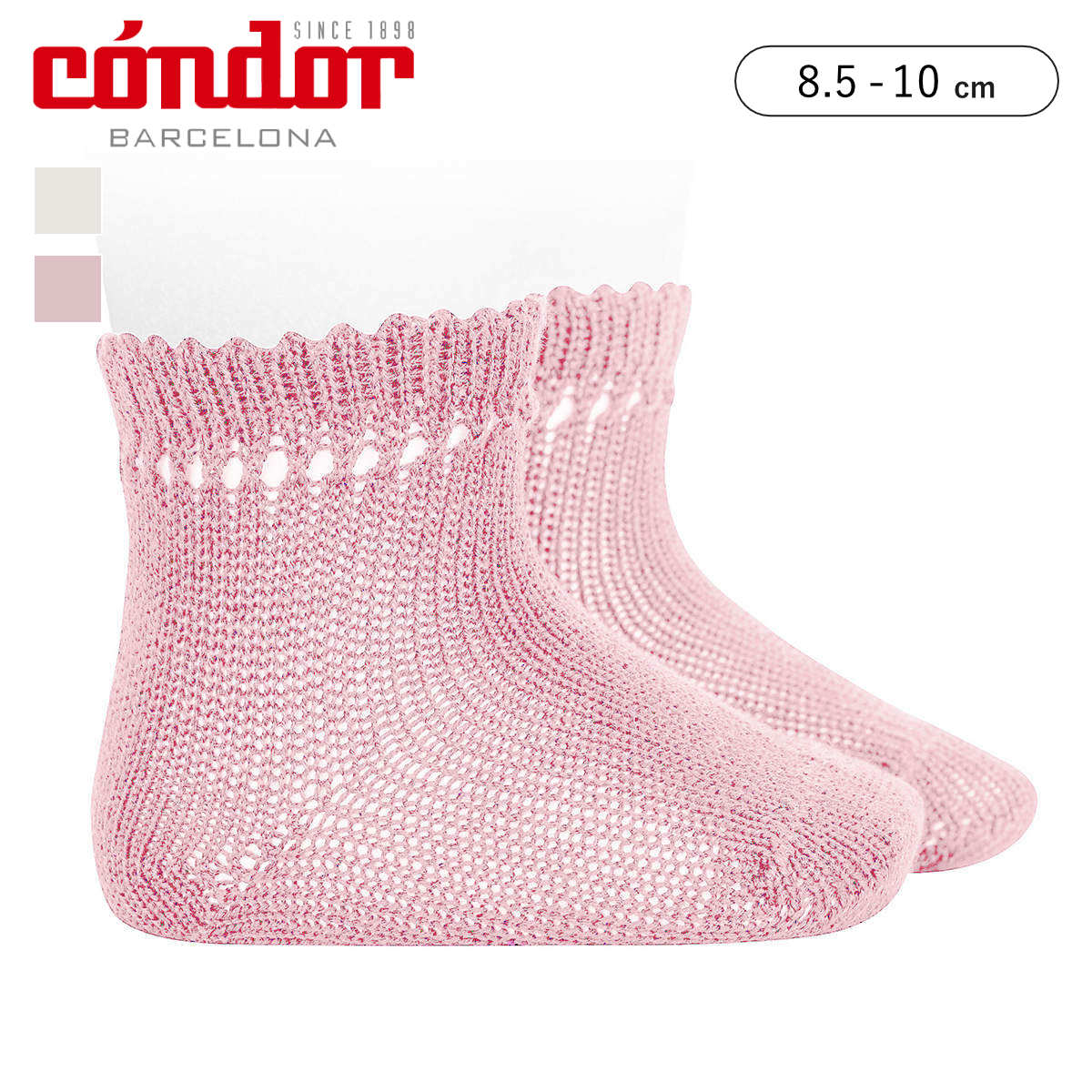 靴下 condor 子供 8.5～10cm パール ショートソックス オープンワーク カフ仕様 （ コンドル ベビー用靴下 ベビー ソックス くつ下 くつした 丈夫 ベビー用 綿 コットン 透かし編み 出産祝い 赤ちゃん ） 【カバ】