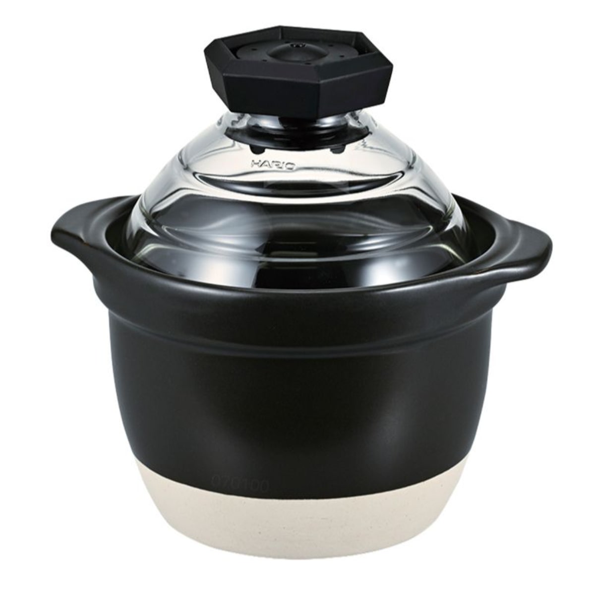 ハリオ フタがガラスのご飯釜 1～2合 ガス火専用 ガラス蓋付き 日本製 （ HARIO ガス火対応 炊飯 1合 2合 ガラス蓋 萬古焼 おしゃれ 両手鍋 炊飯直火鍋 1合炊き 2合炊き 土鍋ご飯 どなべ 炊飯器 調理器具 調理用品 陶器製 ）