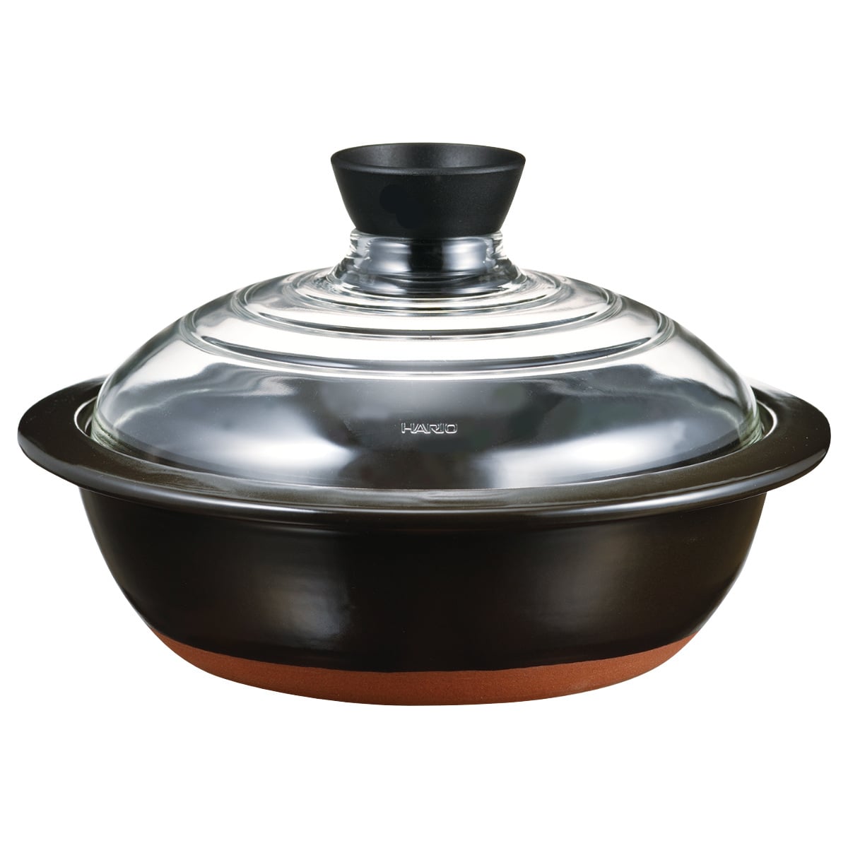 ハリオ フタがガラスの土鍋 8号 ガス火専用 ガラス蓋付き 電子レンジ対応 日本製 （ HARIO ガス火対応 電子レンジ可 オーブン可 萬古焼 ガラス蓋 3人用 4人用 直火土鍋 両手鍋 卓上鍋 季節鍋 ）