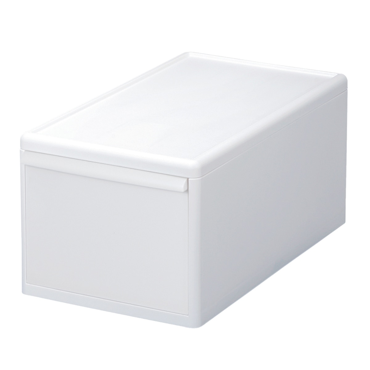 収納ケース ミディ M 幅25.5×奥行46.5×高さ21.5 （ MOS 収納ボックス プラスチック 引き出し 収納 ケース ボックス 日本製 クローゼット スタッキング ジョイント 押入れ収納 キッチン 洗面所 おもちゃ 衣類 白 ベージュ ） 【オールホワイト】