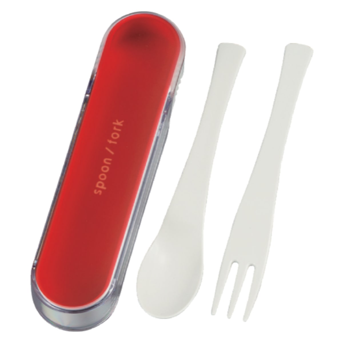 カトラリーセット スプーン＆フォークケース （ コンビセット 食洗機対応 カトラリー 日本製 女子 男子 大人 子供 食洗機OK 携帯用カトラリー 携帯用 お弁当用 給食 女性 男性 おしゃれ シンプル かわいい ） 【レッド】