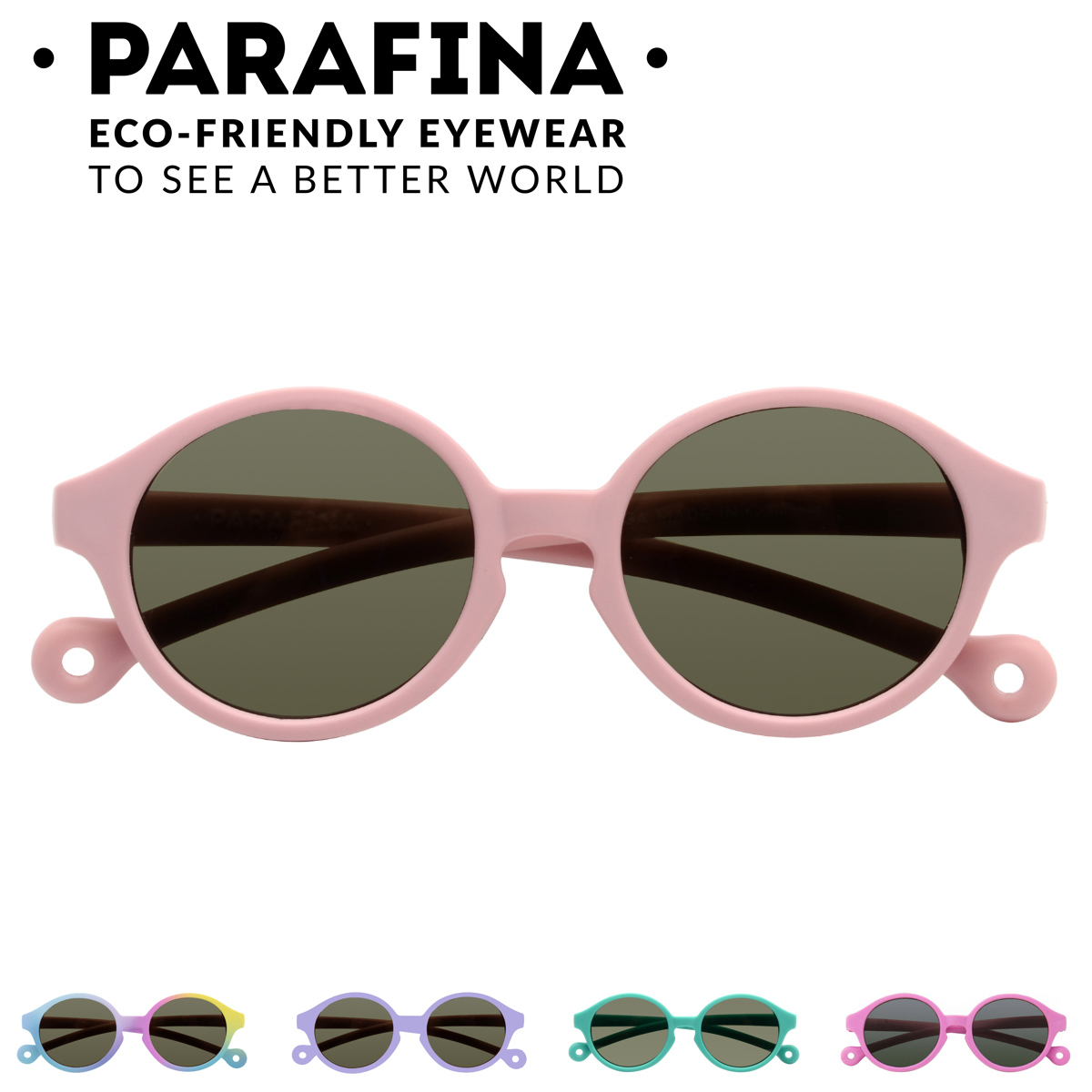 サングラス PARAFINA TORTUGA 子供用 0歳～2歳 （ パラフィナ 子供用サングラス カラーレンズ メガネ 軽量 フレーム 眼鏡 めがね UVカット ファッショングラス キッズ 紫外線カット 度なし ポリカーボネート おしゃれ ） 【BABYPINK】