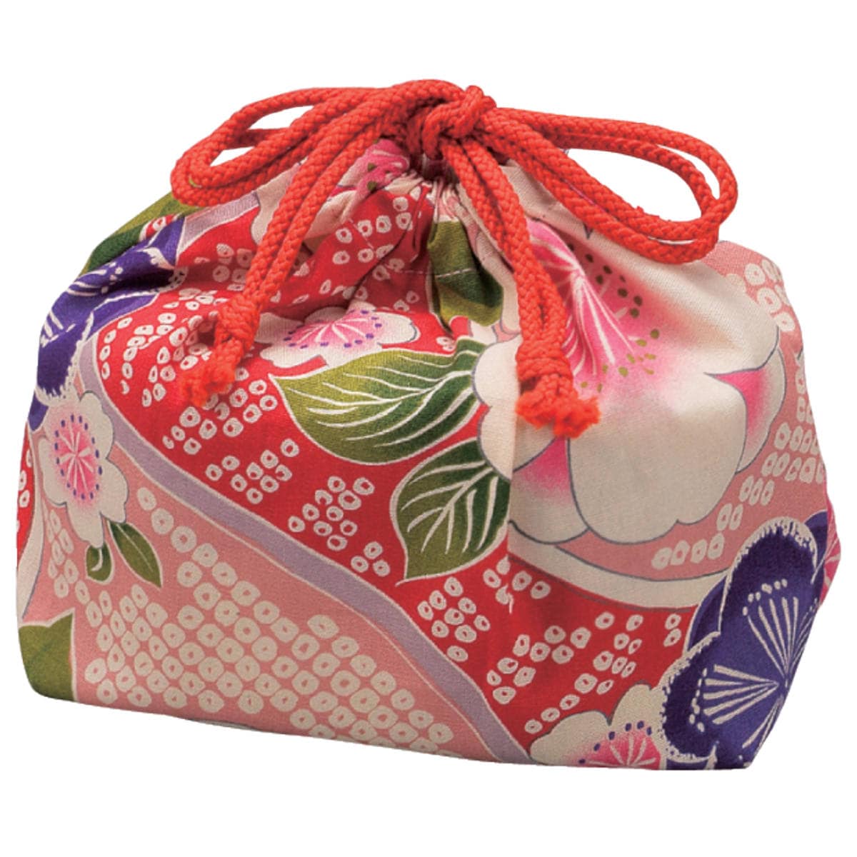 巾着袋 細長 桜ピンク （ お弁当袋 和柄 和モダン 桜 巾着 弁当袋 日本製 ランチ巾着 大人 女性 男性 弁当包み 弁当巾着 ランチバッグ マチ付き ）