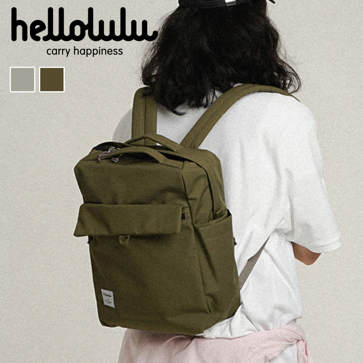 リュック hellolulu カーター CARTER （ ハロルル リュックサック ビジネスリュック 通学バッグ バッグ デイパック かばん 鞄 レディース メンズ 軽い 撥水 通学 通勤 2way 手提げ PC収納 おしゃれ ） 【CapuletOlive】