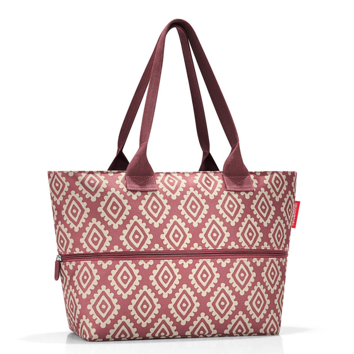 ショッピングバッグ reisenthel SHOPPER E1 DIAMONDS ROUGE （ トートバッグ エコバッグ バッグ レディース ライゼンタール かばん 鞄 カバン 手提げ 柄 マチ広 ファスナー式 ポケット付き おしゃれ ）