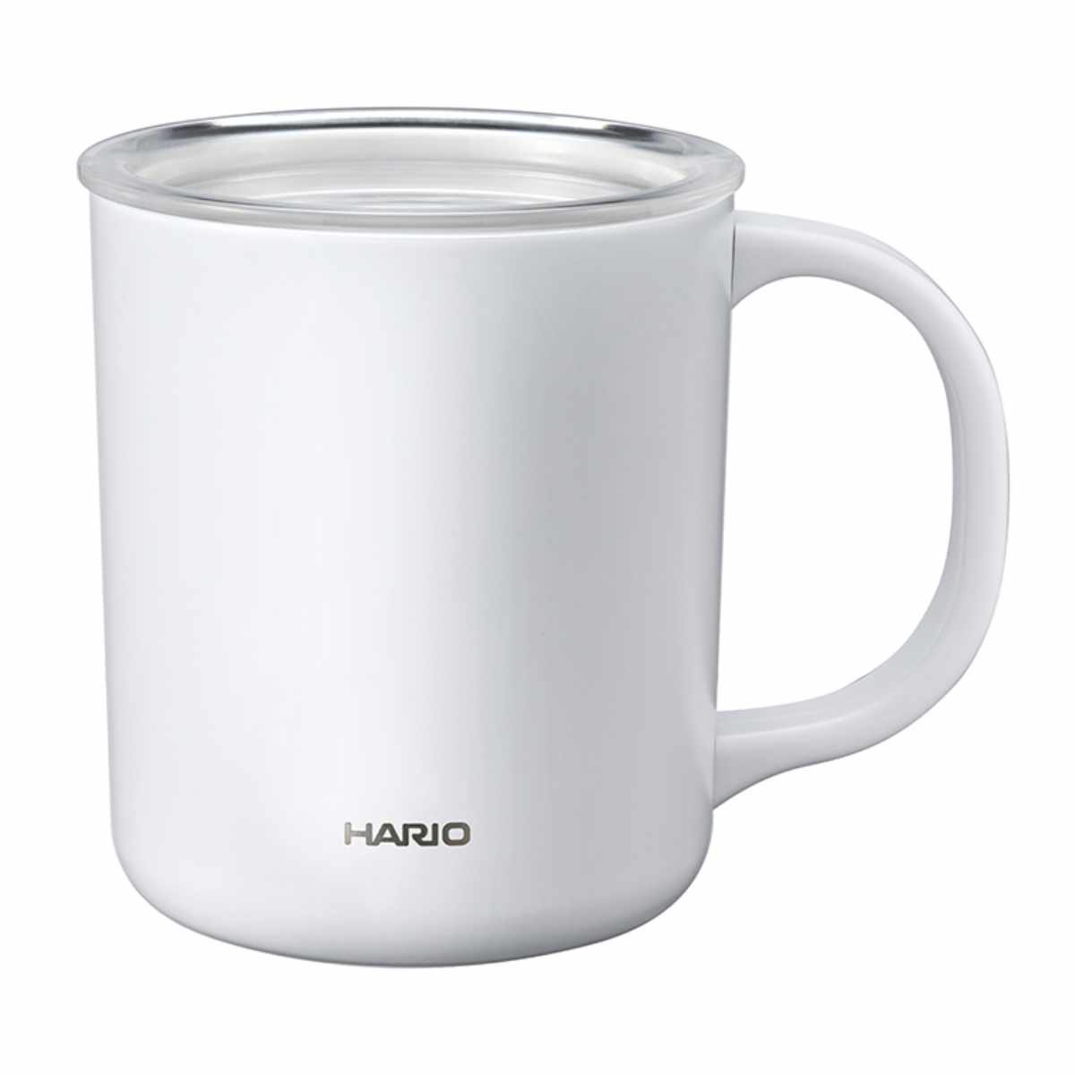 ハリオ マグカップ 350ml 保温 保冷 真空二重構造 ステンレス （ HARIO マグ カップ コップ コーヒーカップ ティーカップ セラミック加工 透明 ふた付き ホット アイス 目盛り付き おしゃれ ） 【ホワイト】