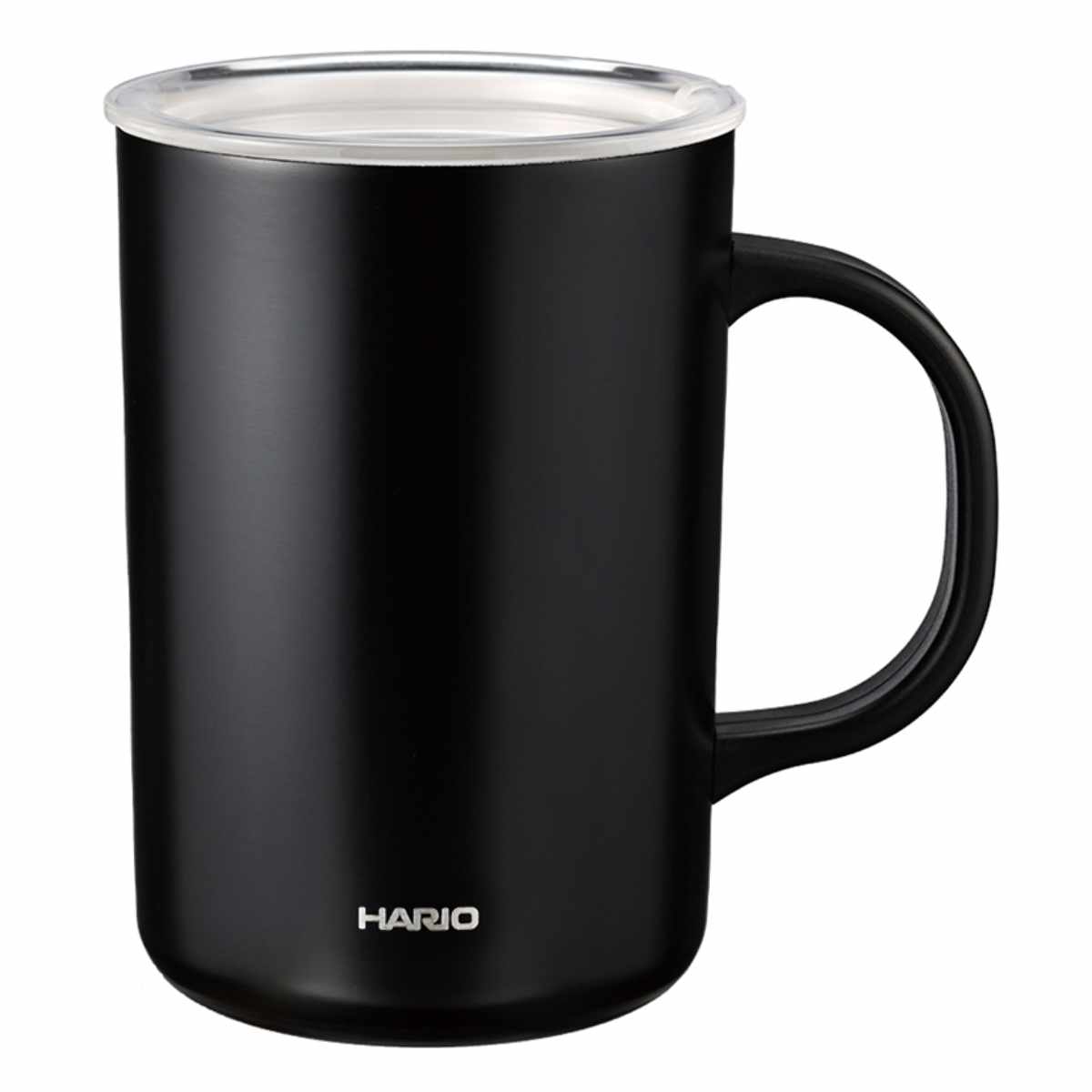 ハリオ マグカップ 470ml 保温 保冷 真空二重構造 ステンレス （ HARIO マグ カップ コップ コーヒーカップ ティーカップ セラミック加工 透明 ふた付き ホット アイス 目盛り付き おしゃれ ） 【ブラック】