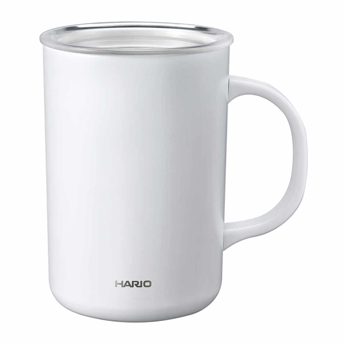 ハリオ マグカップ 470ml 保温 保冷 真空二重構造 ステンレス （ HARIO マグ カップ コップ コーヒーカップ ティーカップ セラミック加工 透明 ふた付き ホット アイス 目盛り付き おしゃれ ） 【ホワイト】
