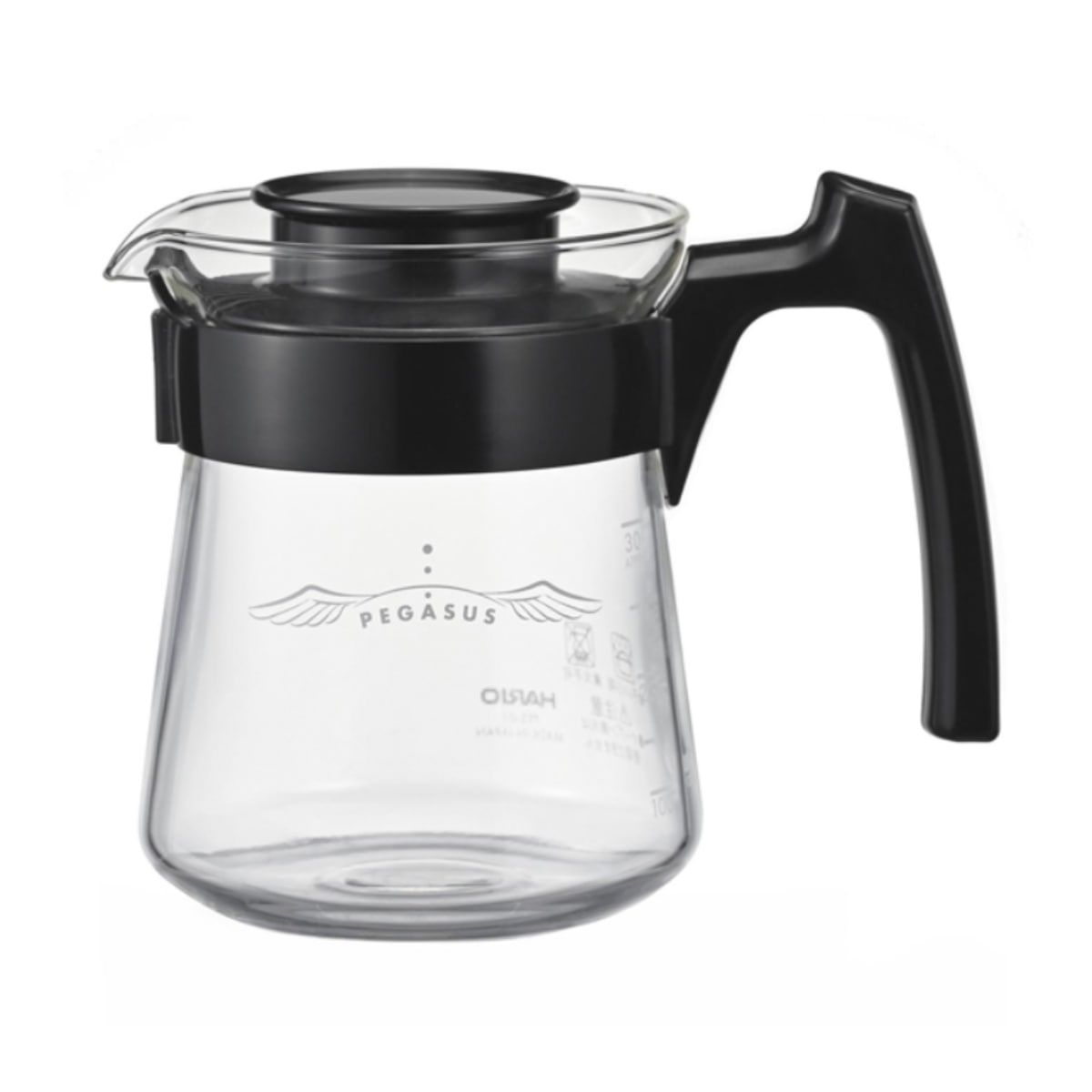ハリオ コーヒーサーバー 300ml 1～2杯用 ペガサス 耐熱ガラス （ HARIO 食洗機対応 電子レンジ対応 ガラス コーヒーポット コーヒーカラフェ 熱湯 耐熱 ハンドル付き コーヒー 珈琲 紅茶 お茶 ティータイム おしゃれ ）
