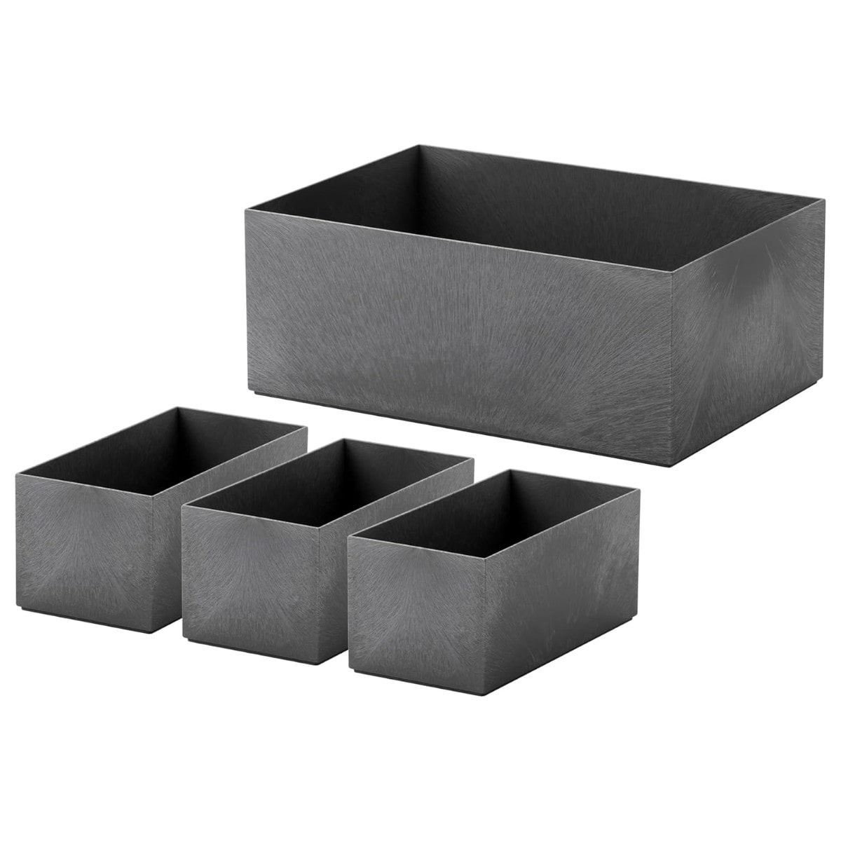 収納ケース タイディアップボックス 深型 4点セット （ 収納ボックス 小物入れ 収納 オープンシェルフ オープンラック インナーボックス 文房具 キッチン ランドリー 小物 小物収納 小物ケース 整理整頓 仕分け 棚 ） 【グレー】