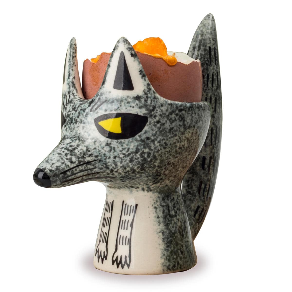 エッグカップ Hannah Turner （ ハンナターナー エッグスタンド 陶器 卵立て 食器 朝食 ゆで卵 小物入れ 小物収納 エッグポット たまご立て タマゴ立て ゆでたまご 鍵置き アニマル グッズ ） 【Wolf】